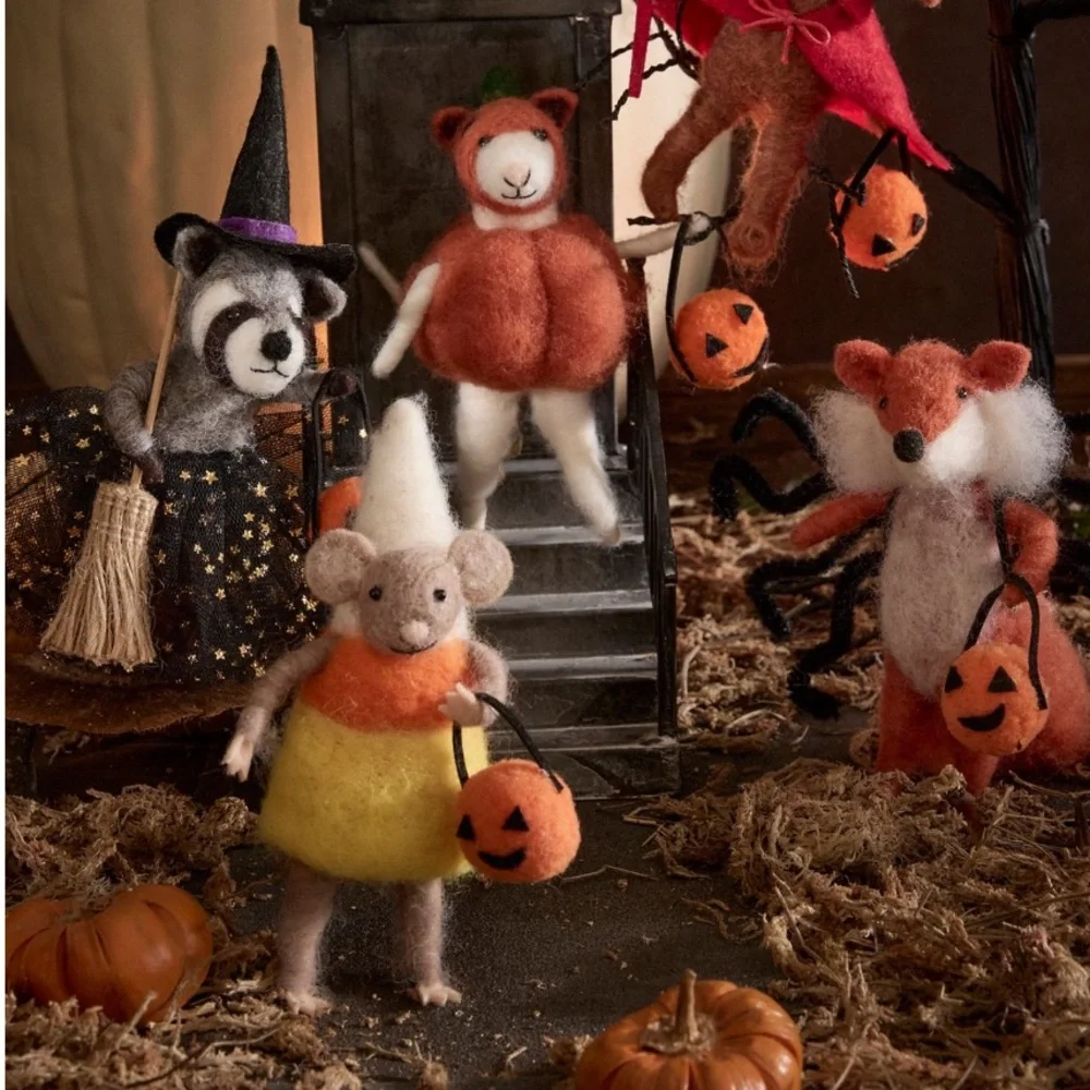 Candy corn mouse Felt Figurine